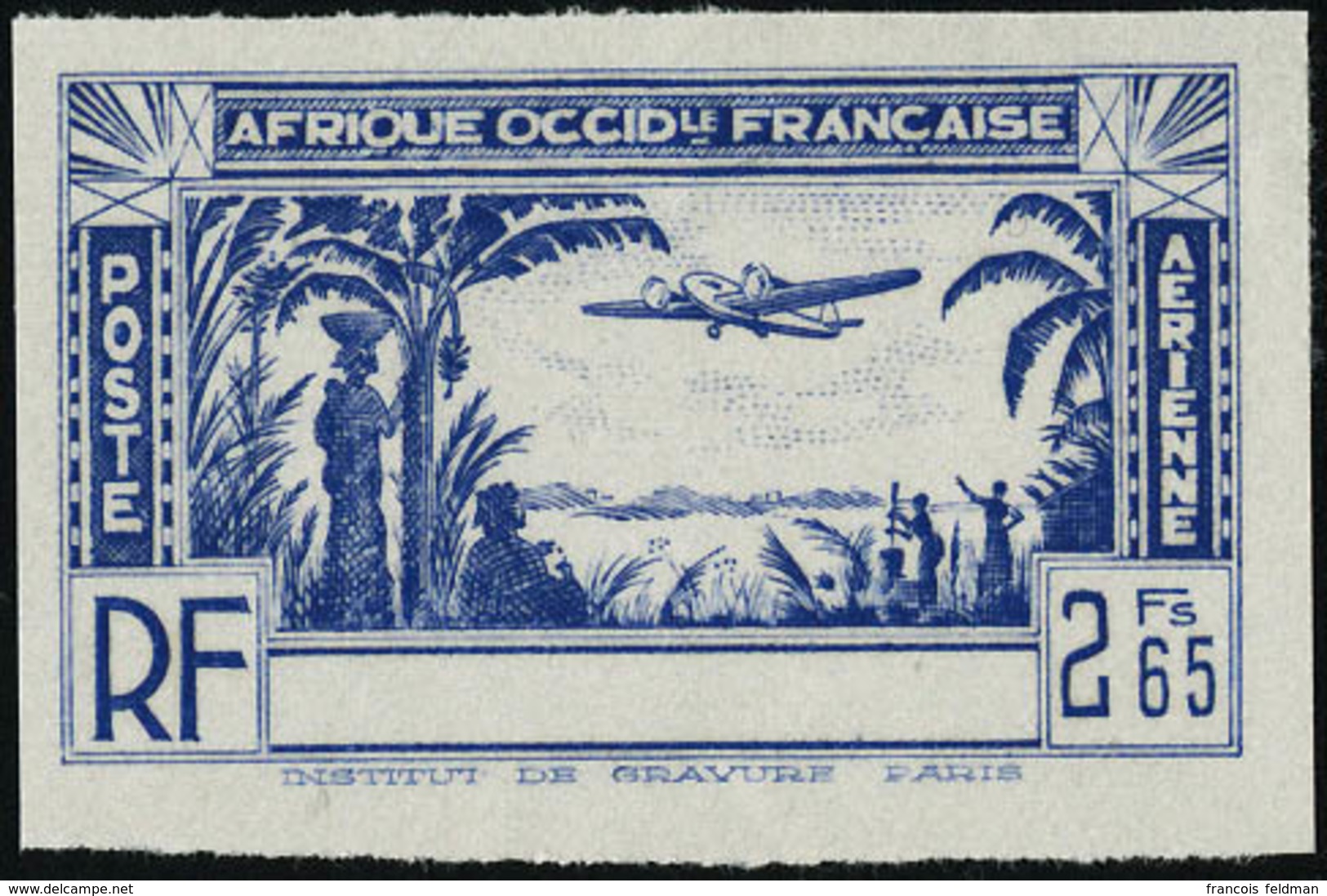 Neuf Sans Gomme Type PA De 1940, 2f65 Bleu, Non émis, Sans La Légende Côte D'Ivoire, Non Dentelé, T.B. - Altri & Non Classificati