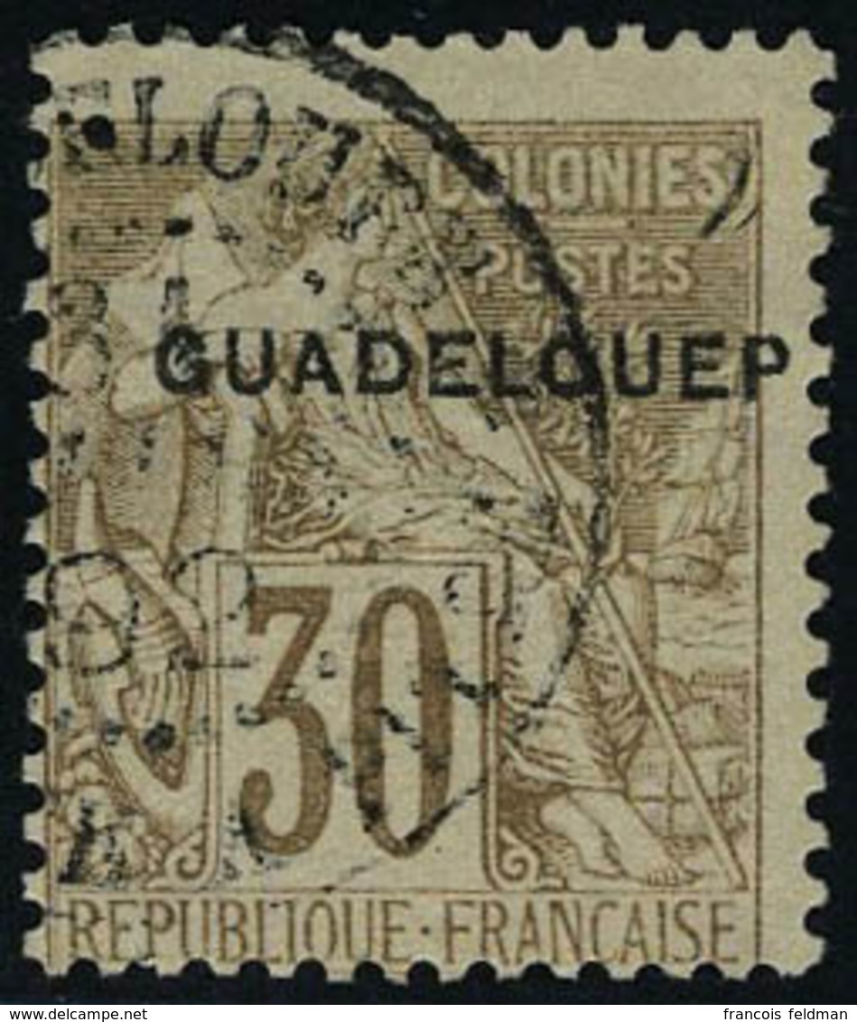 Oblitéré N° 22aD, 30c Guadelouep T.B. Signé Brun - Autres & Non Classés