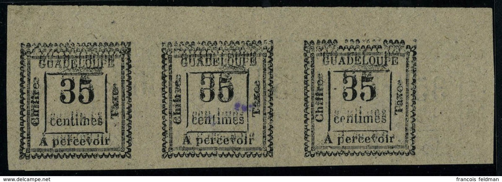 Neuf Sans Gomme N° 11a, Essai Au Type De 1884, 35c Noior Sur Gris Lilas, Bande Hor De 3ex, Tous Impression Double Et Rec - Altri & Non Classificati