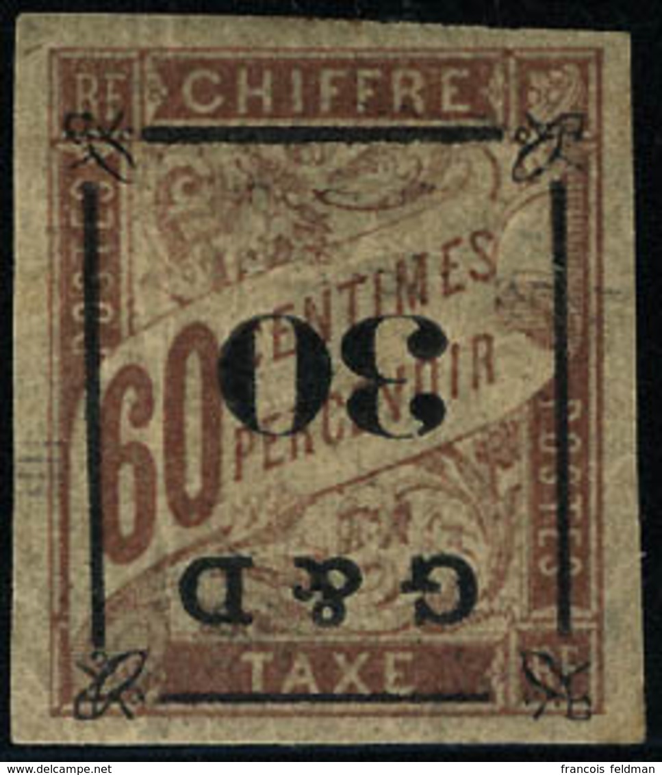 Neuf Avec Charnière N° 13b. 30 Sur 60c, Surcharge Renversée Au Type A Yvert, T.B. Signé A. Brun Et Roumet. - Autres & Non Classés