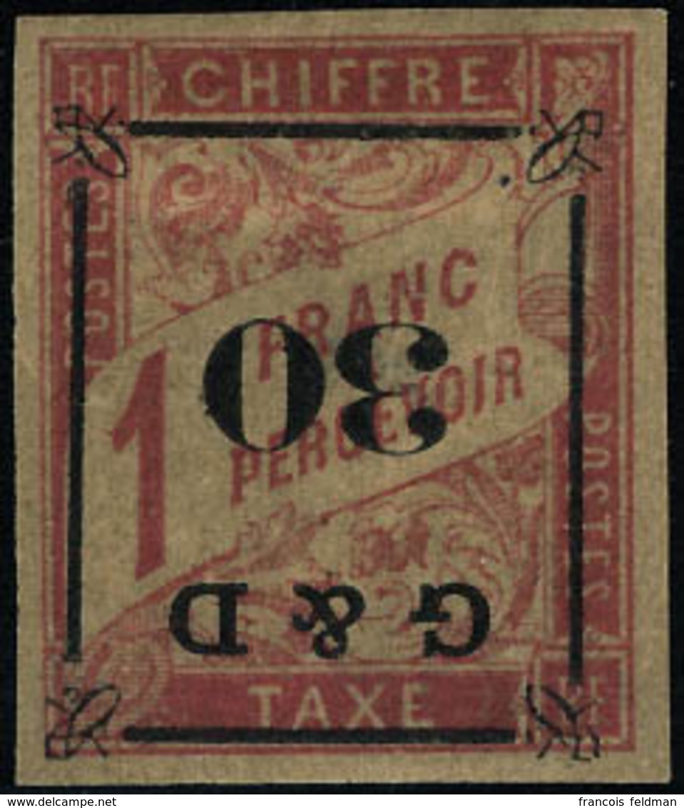 Neuf Avec Charnière N° 14b, 30 Sur 1f, Surcharge Renversée, Type A Yvert, T.B. Signé Roumet. - Altri & Non Classificati