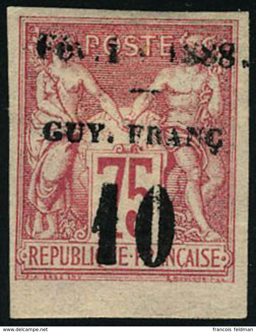Neuf Avec Charnière N° 9, 10c S/75c Rose De 1877 Surchargé Février 1888, T.B. - Autres & Non Classés