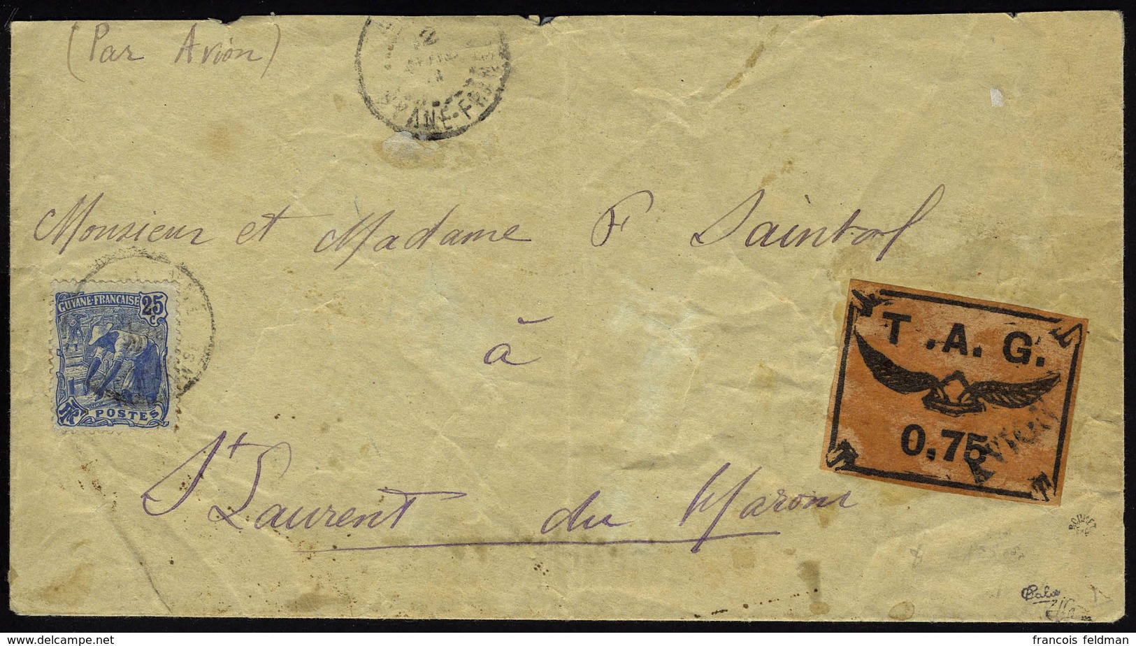 Lettre N° 3, 75c TAG Noir Sur Saumon + Affranchissement Complémentaire Sur L. Signé Calves + Brun, T.B. - Autres & Non Classés