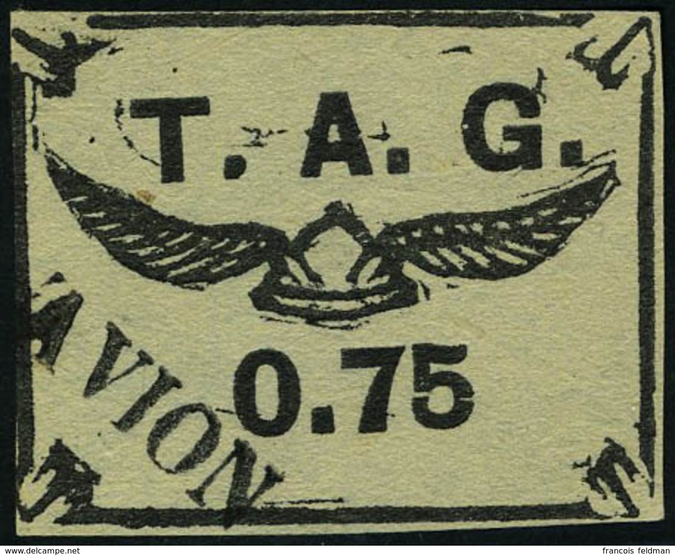 Oblitéré N° 4, 0,75 TAG Noir S/bleuté, T.B. Signé - Autres & Non Classés