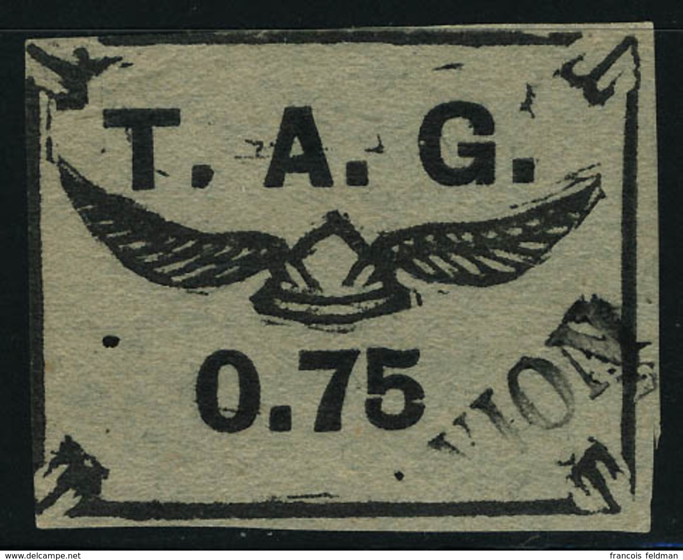 Oblitéré N° 4A. 75c Noir S/gris, T.B.  Signé Brun. - Andere & Zonder Classificatie