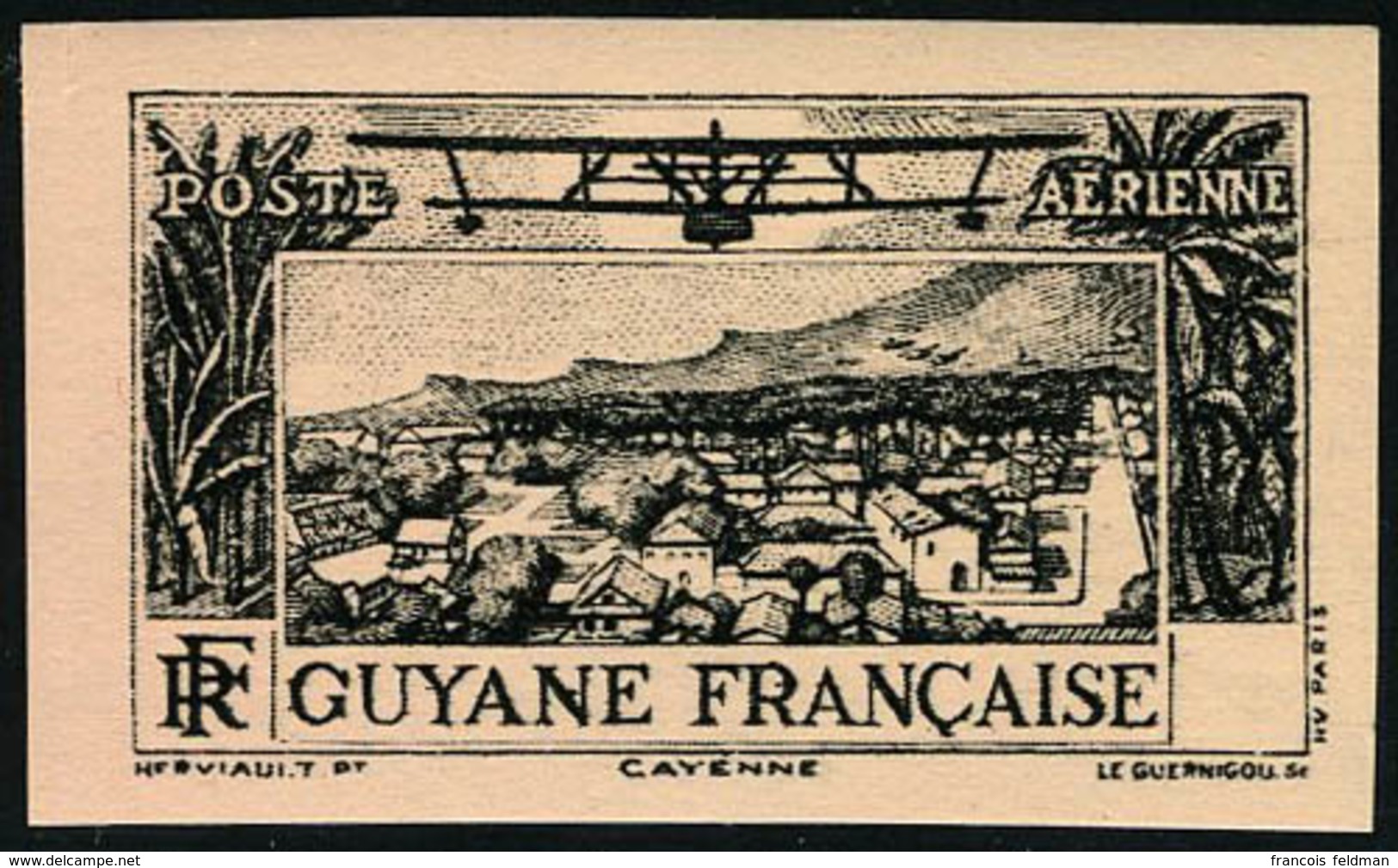 Neuf Sans Charnière Type Vue De Cayenne, Essai ND Sans Valeur Dans Le Cartouche, T.B., Maury - Altri & Non Classificati