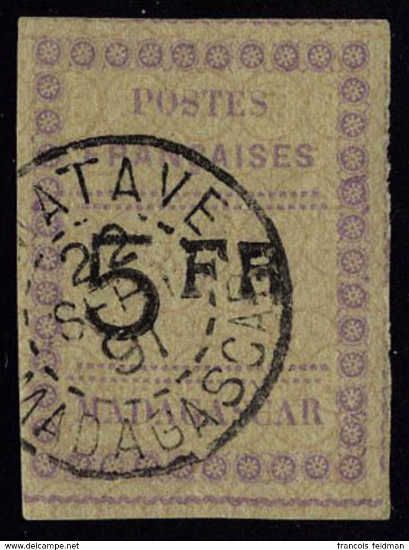 Oblitéré N° 13, 5f Violet Et Noir Sur Gris Obl Centrale, T.B. - Autres & Non Classés