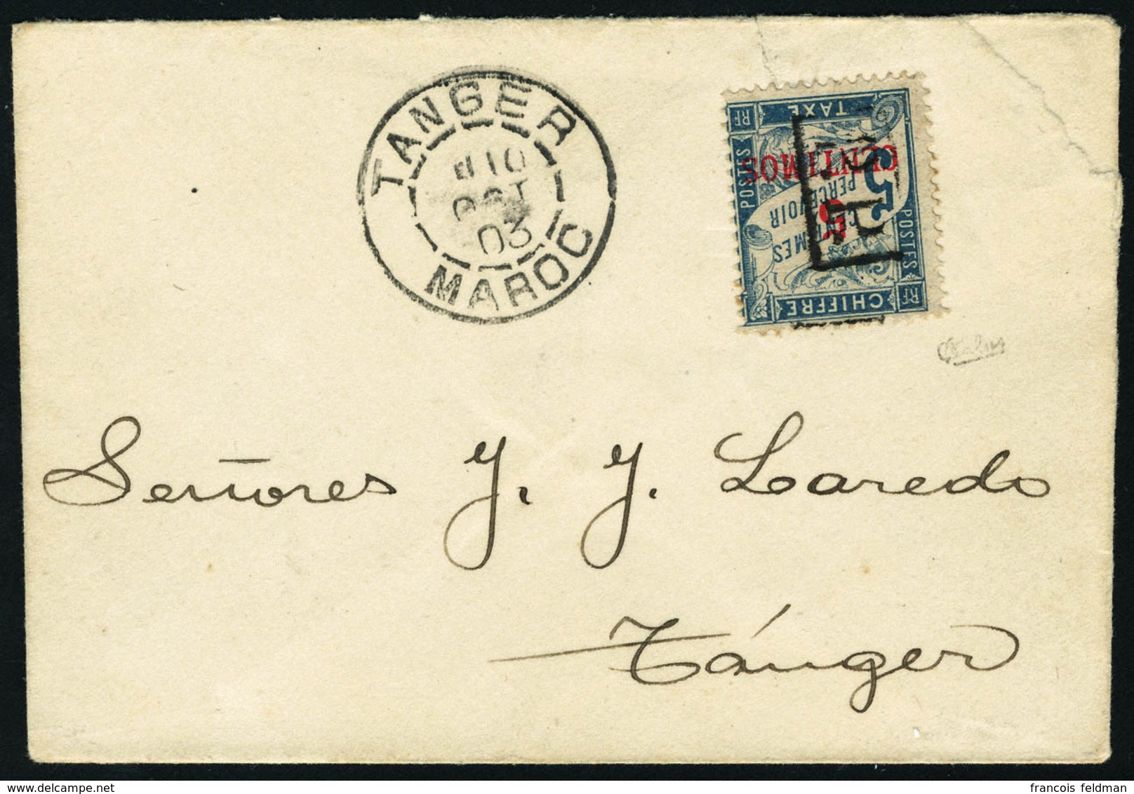 Lettre N° 18, 5c Sur 5c PP Sur L. Petite Enveloppe, Càd Tanger 10 Oct 03, Pour Tanger, T.B. Signé Calves. Cote Maury - Altri & Non Classificati