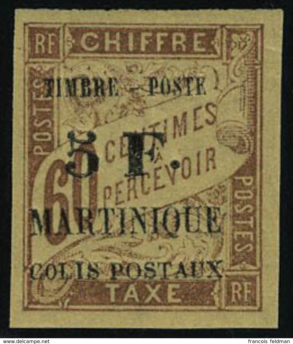 Neuf Sans Charnière N° 60, 5f Sur 60c Taxe Brun, Superbe, Rare **, Signé, 700 + 100% - Altri & Non Classificati