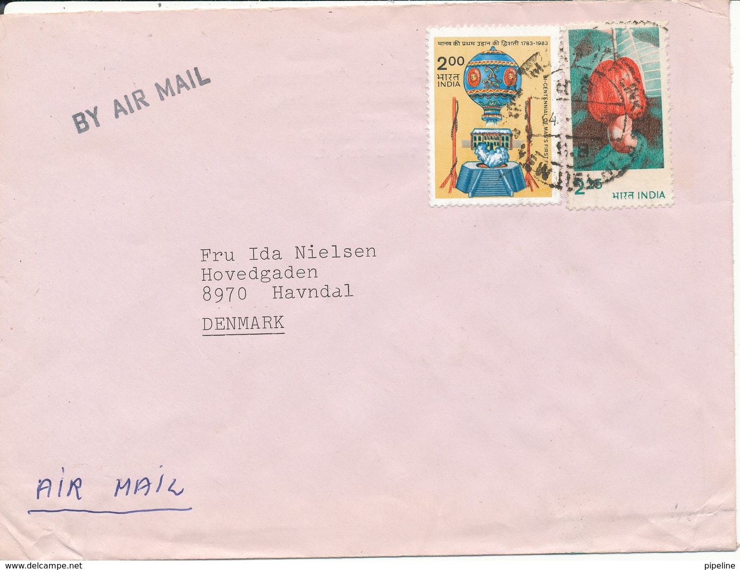 India Cover Sent Air Mail To Denmark 2009 Topic Stamps - Covers & Documents