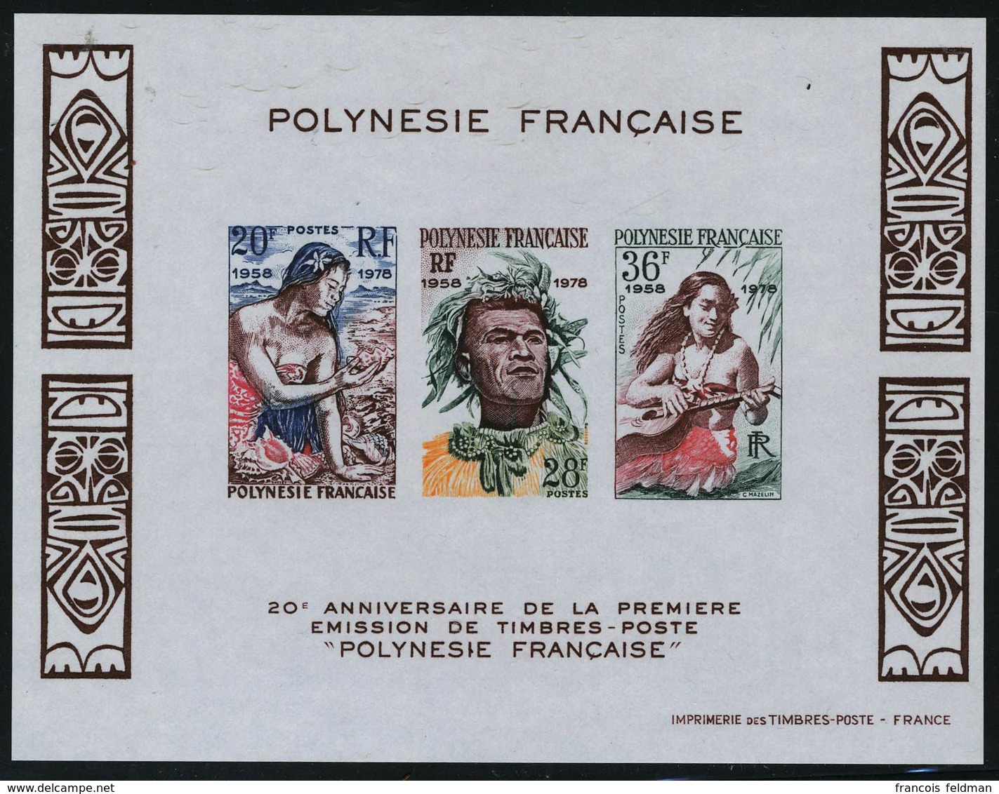 Neuf Sans Charnière N° 4, 20è Anniversaire Des 1er Timbres De Polynésie, Bloc ND + épreuve De Luxe, T.B. - Sonstige & Ohne Zuordnung