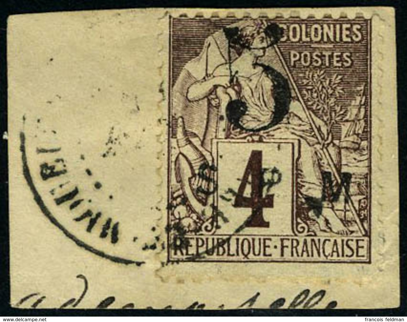 Oblitéré N° 4, 5 Sur 4c De 1881, Oblitéré Sur Petit Fragment, T.B. Signé - Sonstige & Ohne Zuordnung