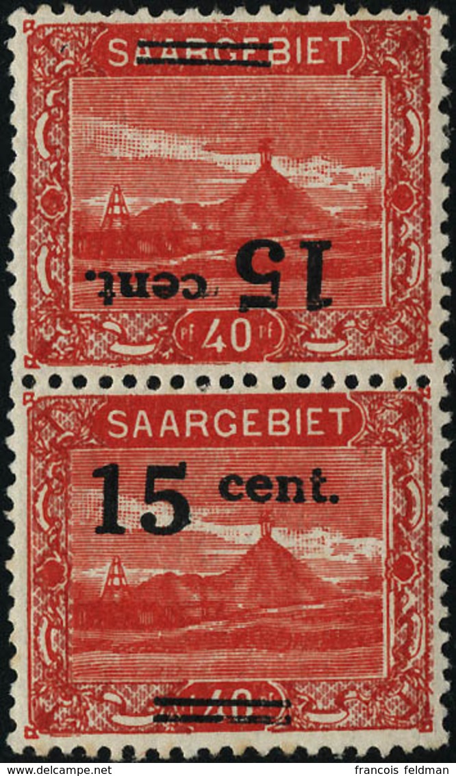 Neuf Avec Charnière N°72c. 15 Cent S/40c Paire Surchargée Tête-bêche. Infime Point De Rousseur. T.B. Signé Brun - Altri & Non Classificati