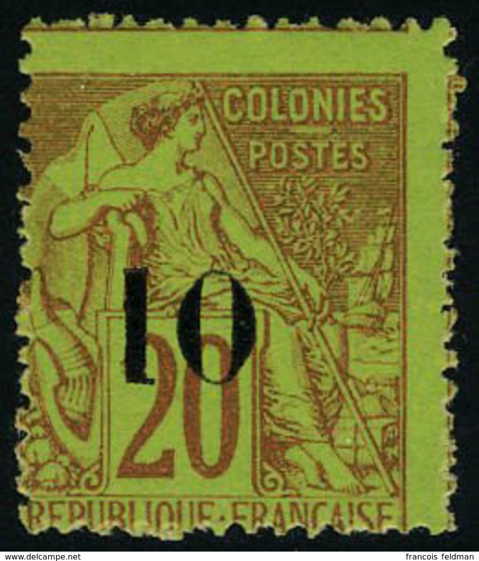 Neuf Avec Charnière N° 4i, 10 S/20c Brique S/vert, Type X, Dentelure Irrégulière Comme Souvent Pour Ces Timbres, T.B. Si - Sonstige & Ohne Zuordnung