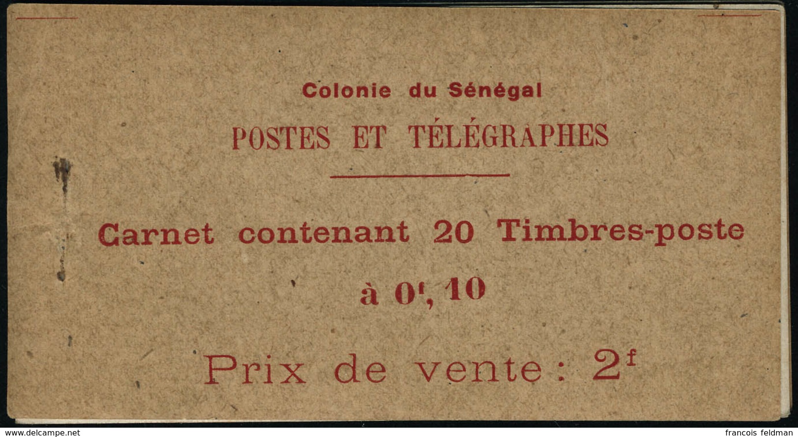 Neuf Sans Charnière N°57. 10c Rouge-orangé Et Carmin. Carnet De 20ex. Couverture Recto Détachée, Sinon T.B. - Sonstige & Ohne Zuordnung