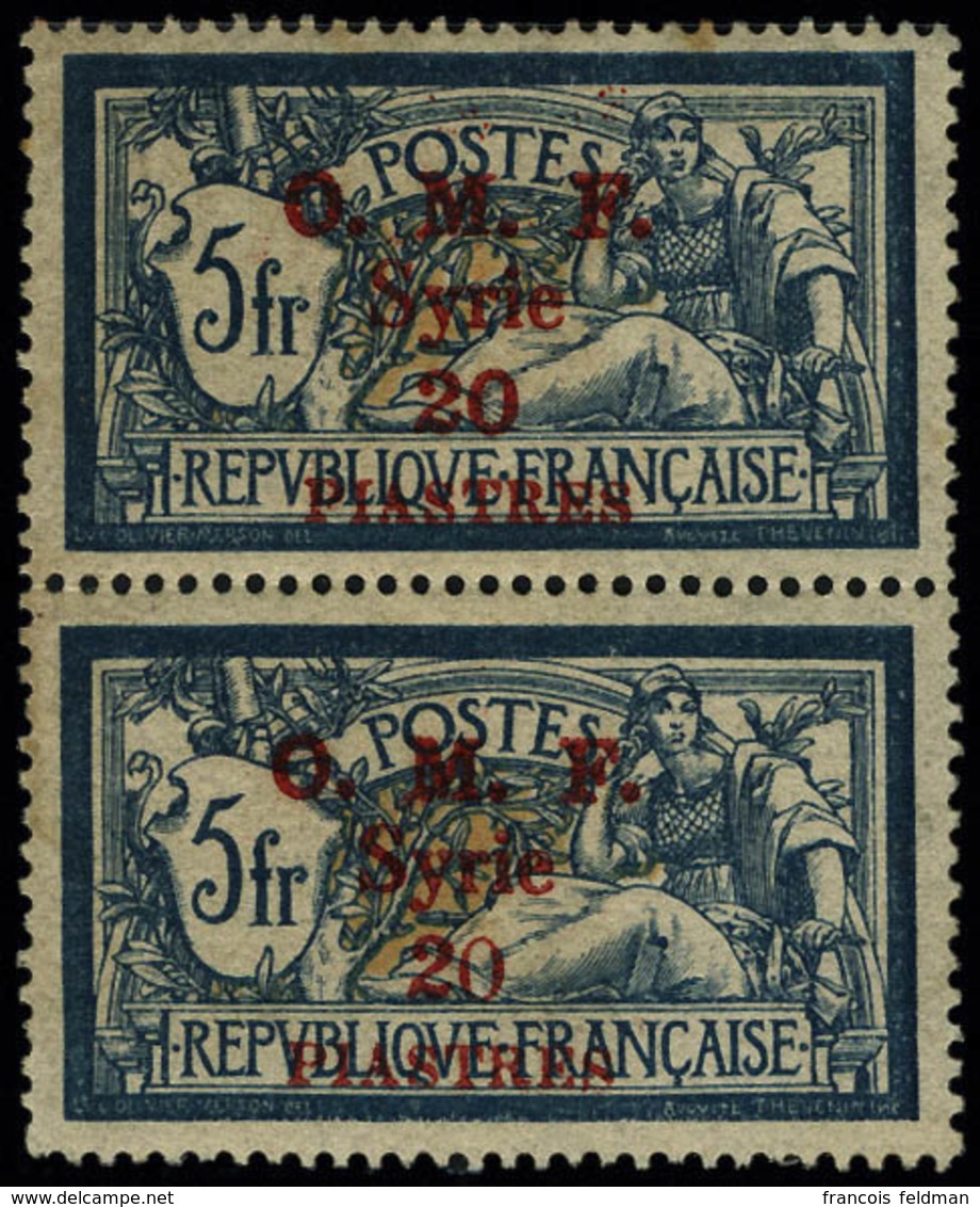 Neuf Sans Charnière N° 30 + 30a, 20p Sur 5f Merson, Variété 0 Maigre, Tenant à Normal, Cl, T.B. Rare, Signé + Certificat - Sonstige & Ohne Zuordnung