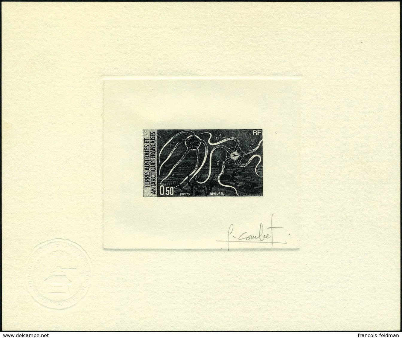 N° 122, 50c Ophiures, épreuve D'artiste En Noir Signée Combet, T.B. - Altri & Non Classificati