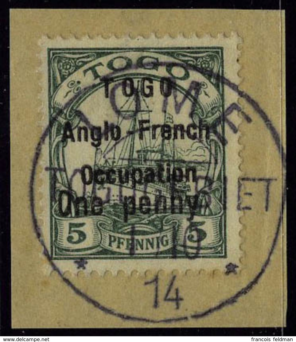 Oblitéré N° 33A, 1p Sur 5pf Surcharge I, Càd Central De Lomé 1.10.44 Sur Petit Fragment, T.B. - Autres & Non Classés