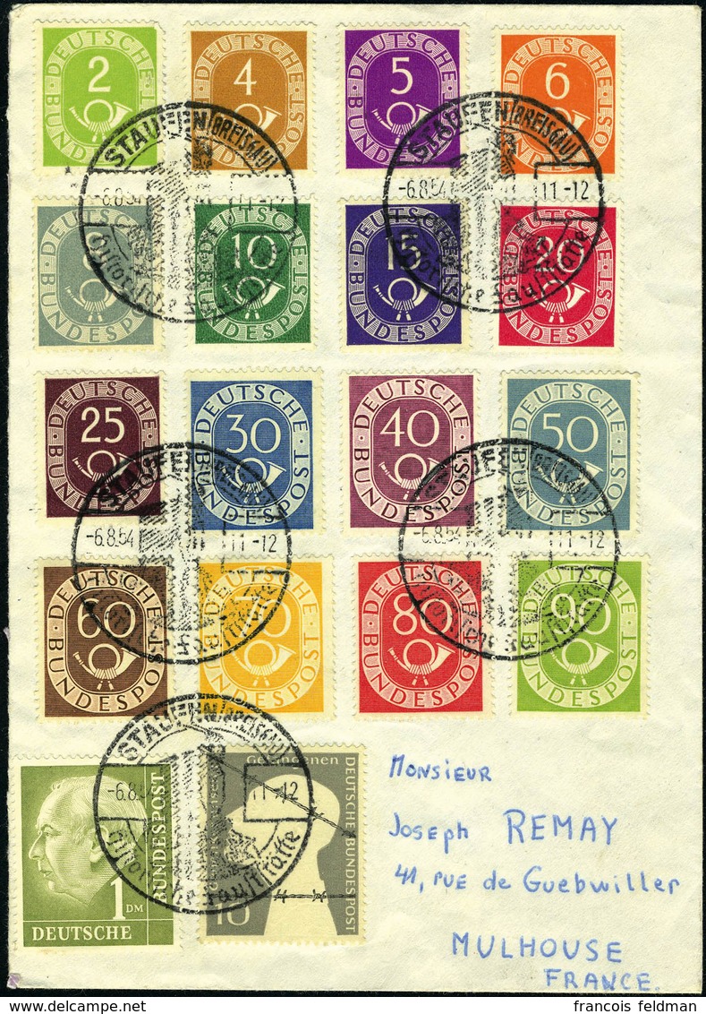 Lettre N° 9/24,la Série Cor De Poste + 2 Timbres, Oblitérés Du 6/8/54 Sur Lettre, T.B., Rare - Autres & Non Classés