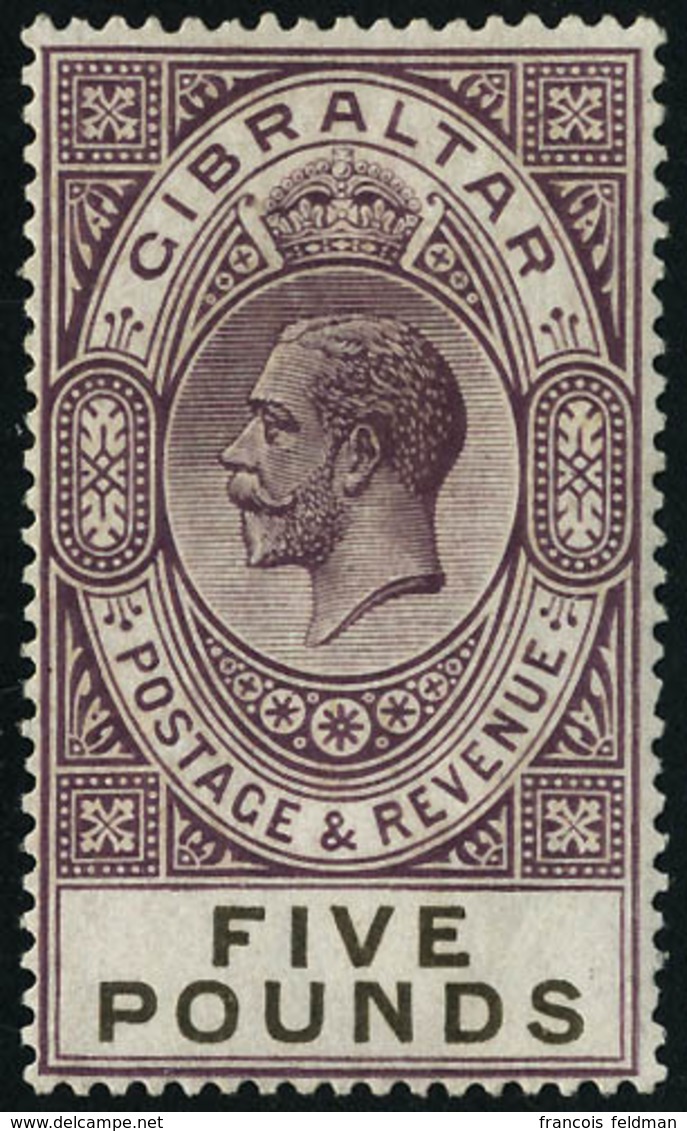 Neuf Avec Charnière N° 90. 5£ Violet-brun Et Noir, Cl, T.B. Signé + Certificat Diéna. - Altri & Non Classificati