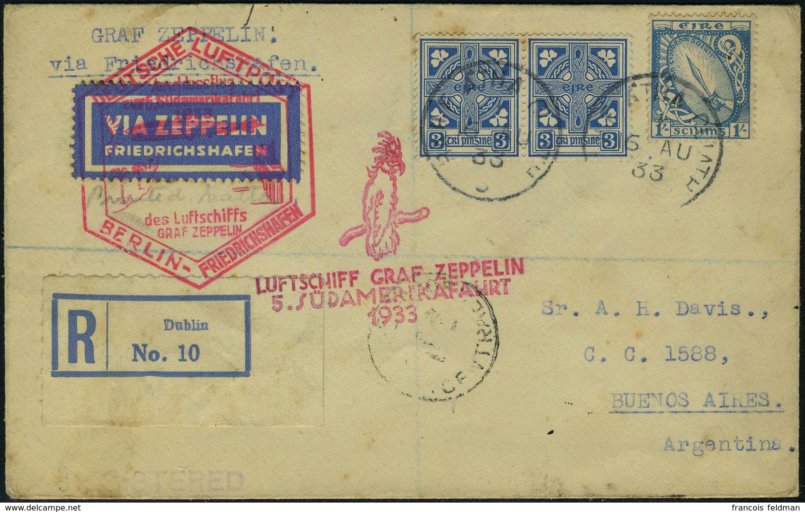 Lettre Zeppelin 5è SAF Pour Buenos Aires, Qq Rousseurs - Sonstige & Ohne Zuordnung