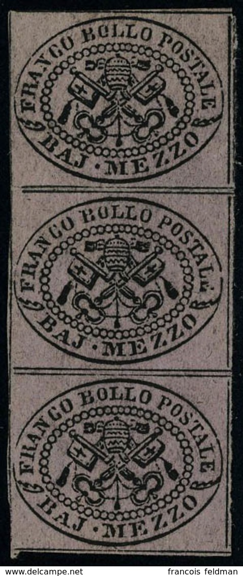 Neuf Avec Charnière N° 1, 1/2 BAJ Lilas Rose, Bande Verticale De 3, T.B. Rare Signé Diéna, Sassone 1d - Altri & Non Classificati