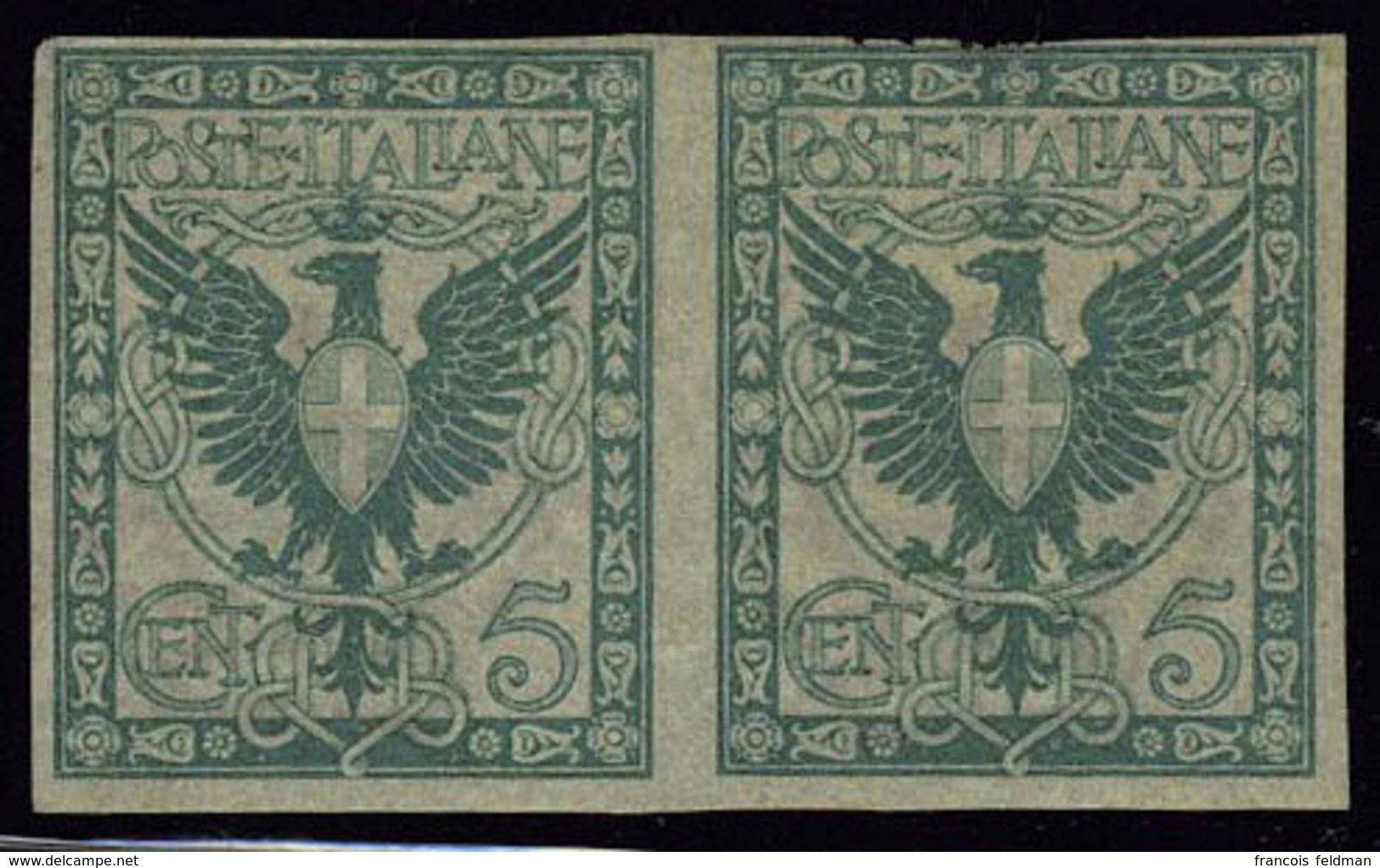 Neuf Avec Charnière N° 66, 5c Vert, Paire Hor. ND, Cl, Signé Calves, L'exemplaire De Droite Pd. Sassone 70g 2500 € X 2 - Sonstige & Ohne Zuordnung