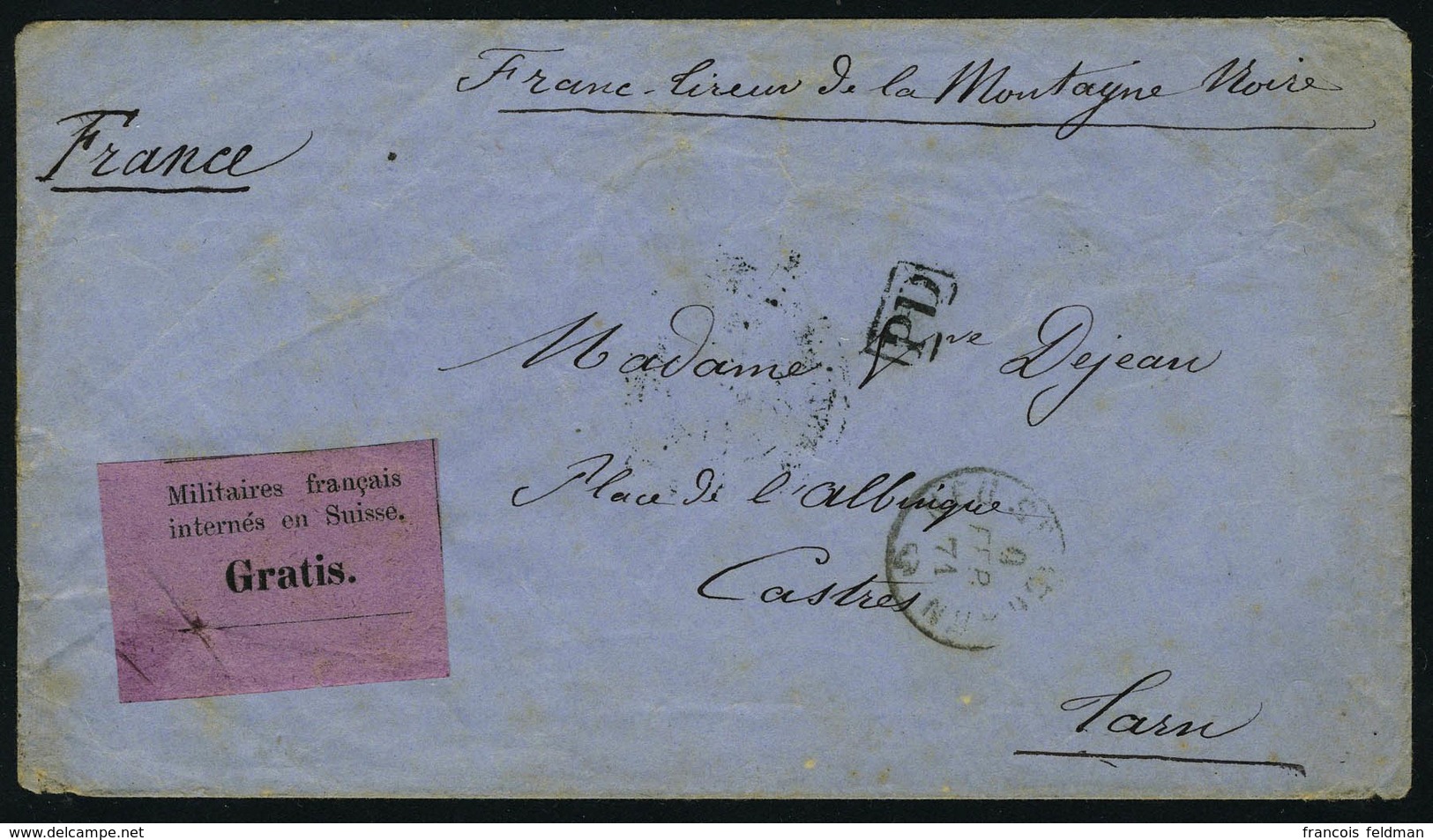 Lettre N° 1, Vignette Gratis Sur L D'un Militaire 9/fev/71 Pour Castres, Arrivée Au Verso 12/fev/71, T.B. - Altri & Non Classificati