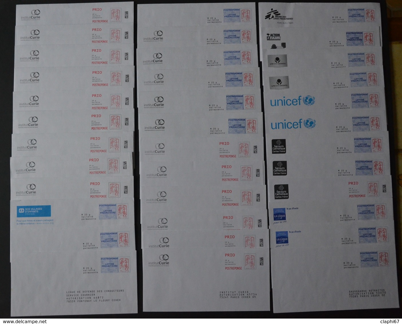 322 pap-réponse neufs dont 167 n° de verso différents "luquet, lamouche, beaujard, ciappa, l'engagée, merci"