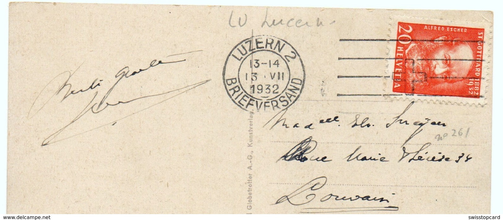 AXENSTRASSE Mit Flüelen Briefmarke 50 Jahre Gotthardbahn Alfred Escher 1932 - Flüelen