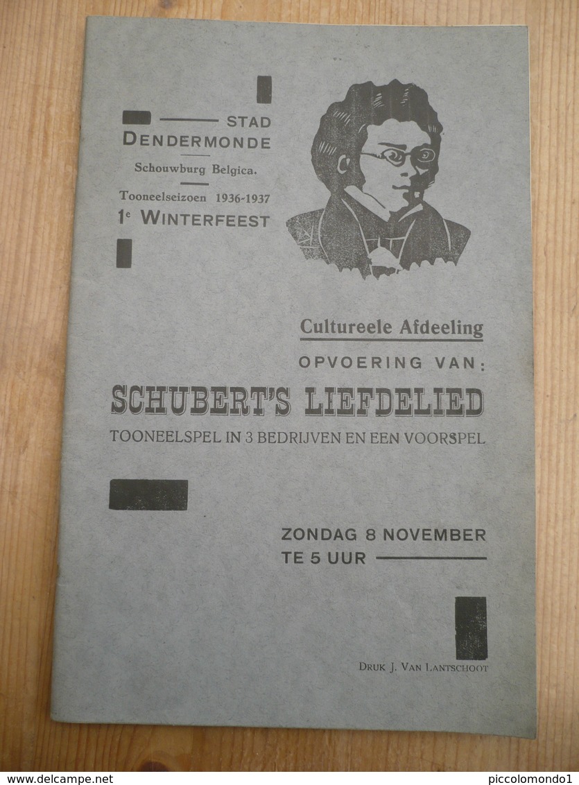 Toneelseizoen 1936 Dendermonde Schubert Liefdeslied Het Ros Beiaard - Programs