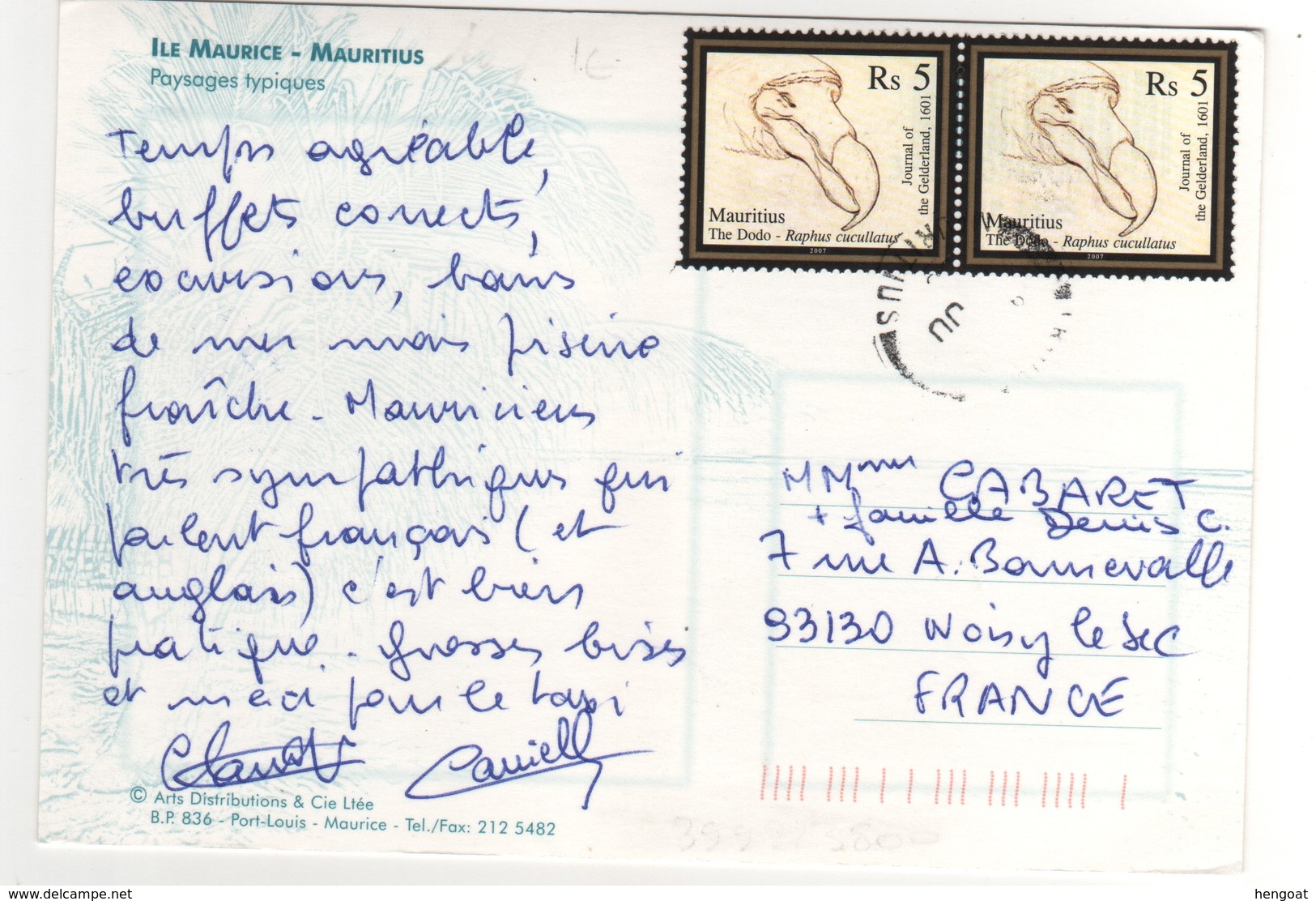 Timbre , Stamp   " Dodo " De 2007 Sur Cp , Carte , Postcard - Maurice (1968-...)