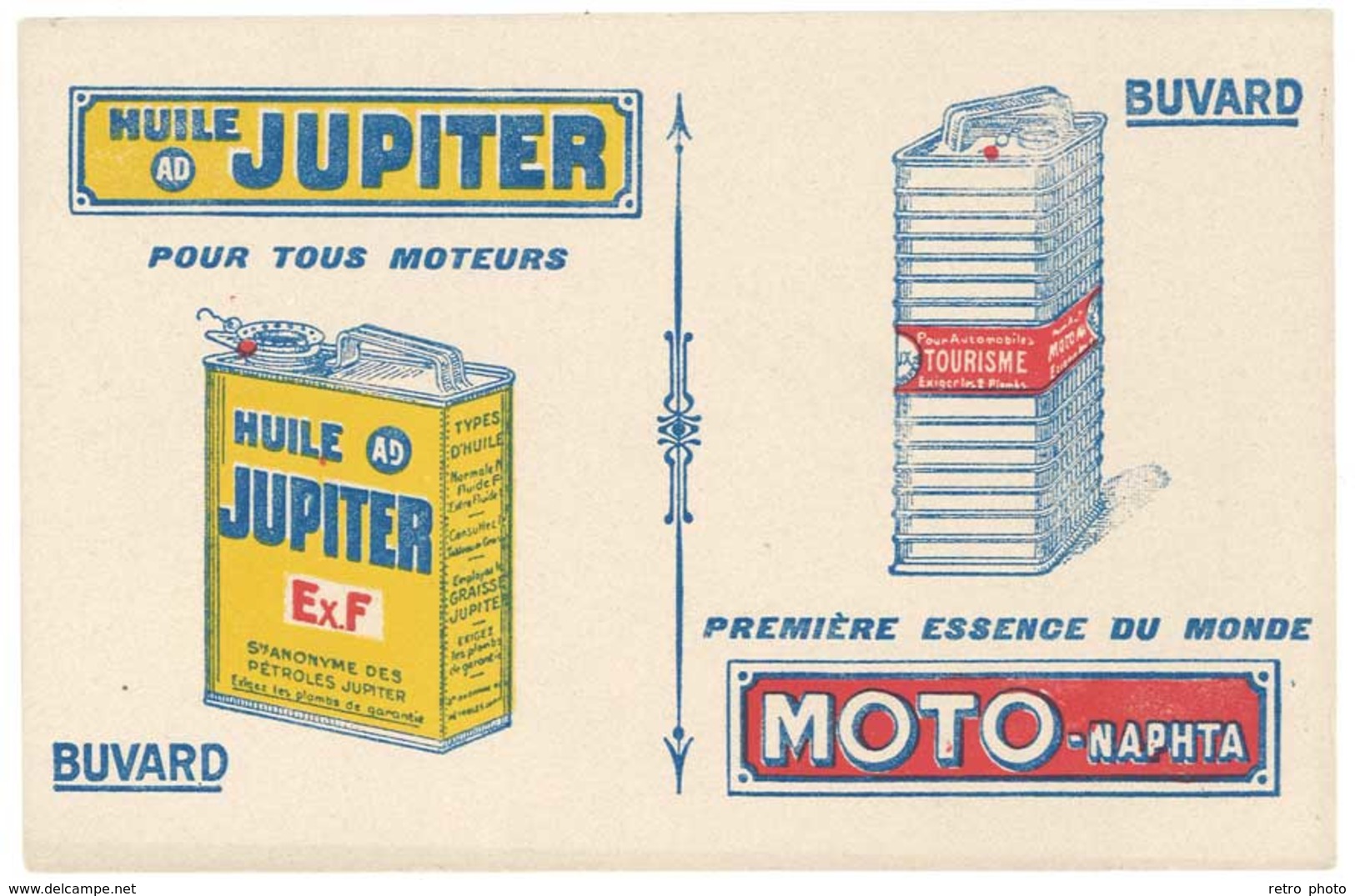 Buvard Huile Jupiter Pour Tous Moteurs , ESSENCE, Moto Naphta - Gas, Garage, Oil