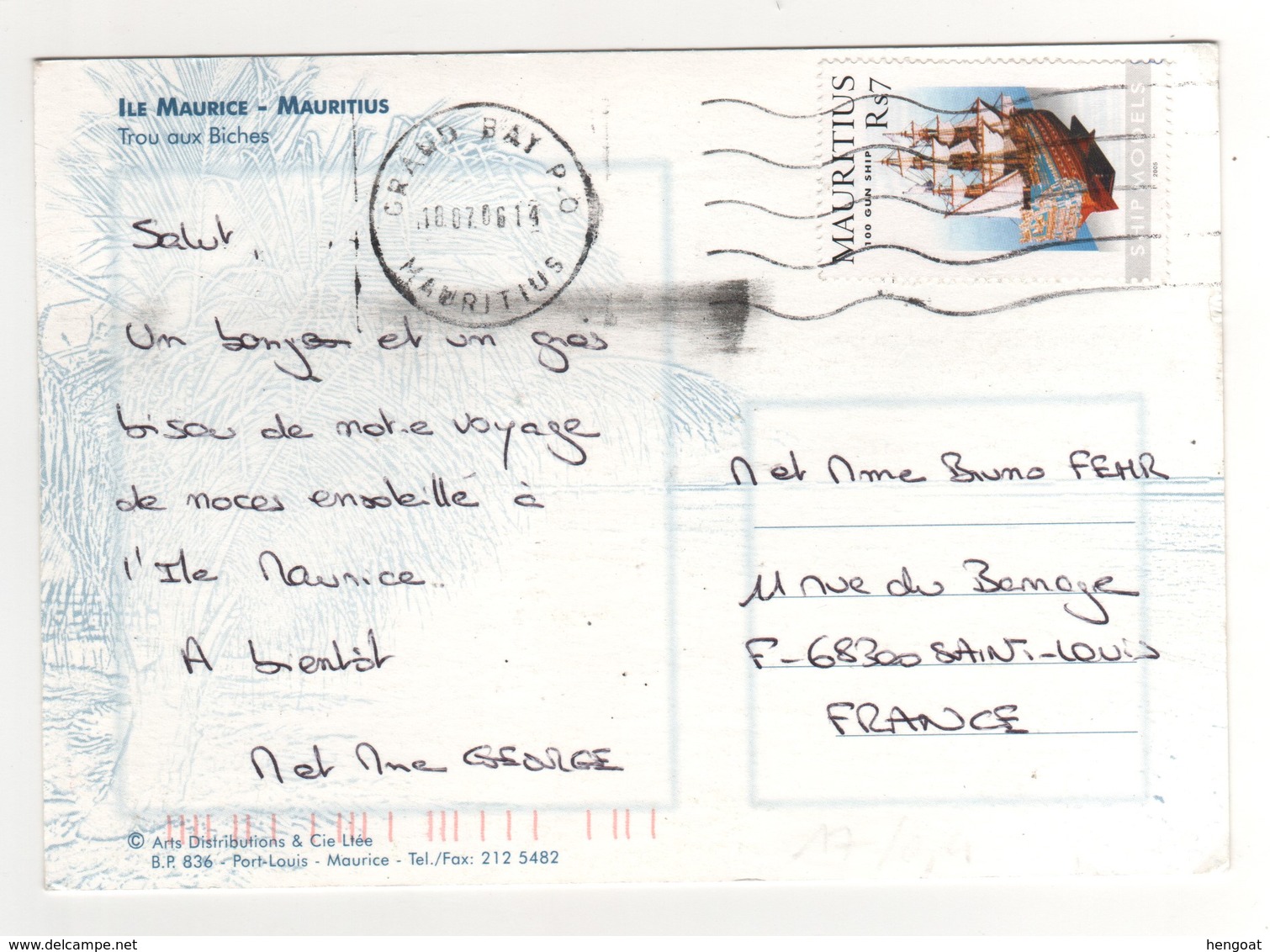 Timbre , Stamp   " Maquette De Bateau  "  Sur Cp , Carte , Postcard Du 18/07/2006 - Maurice (1968-...)