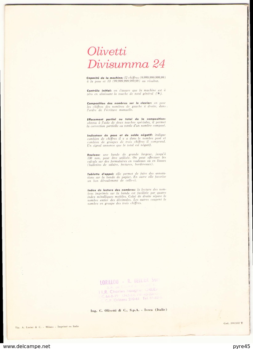 Publicité " Olivetti " Divisumma 24