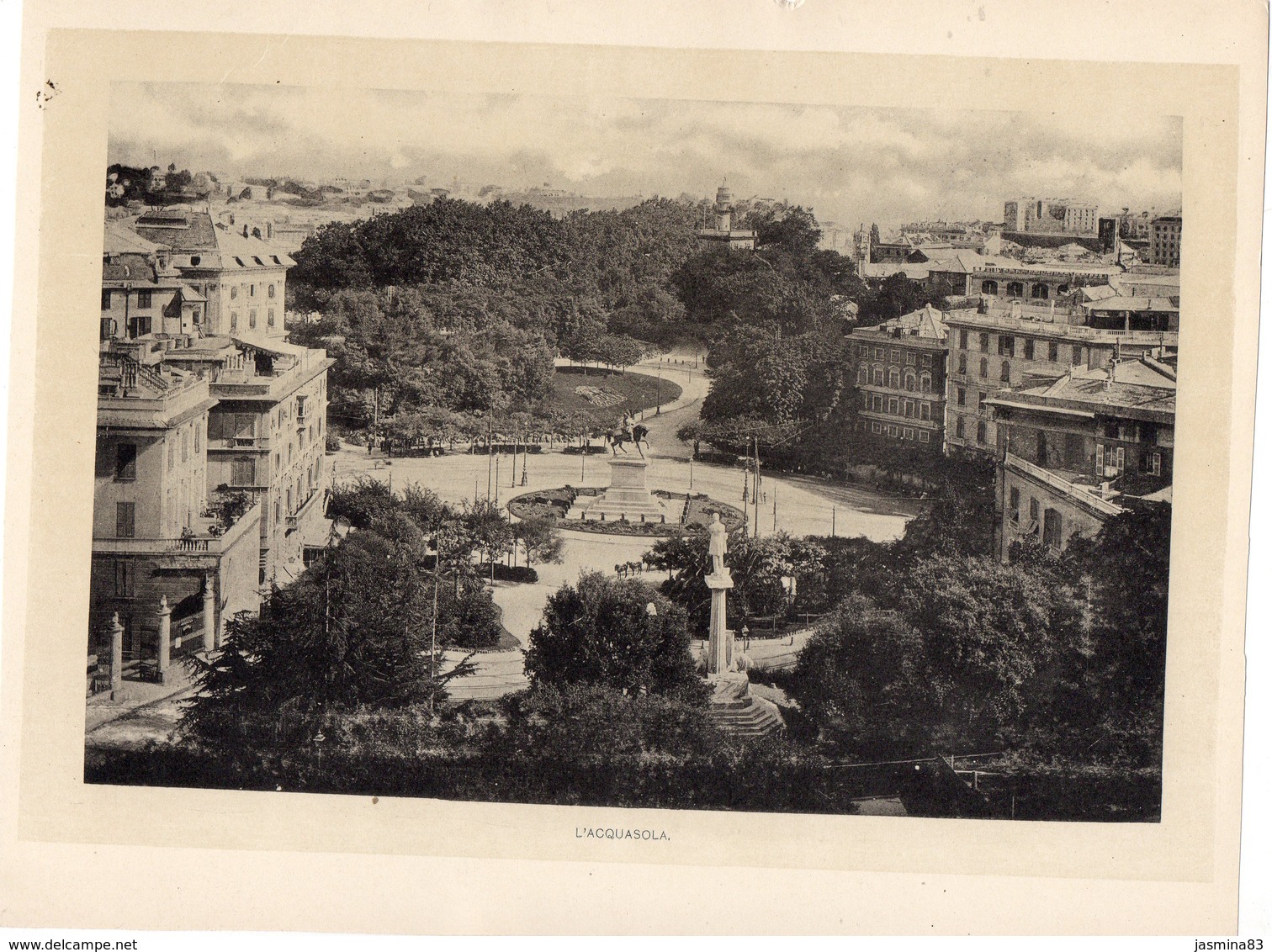 Italie :Genes L'Acquasola (reproduction De Photo Ancienne En Noir Et Blanc De 20 Cm Sur 27 Cm) - Autres & Non Classés