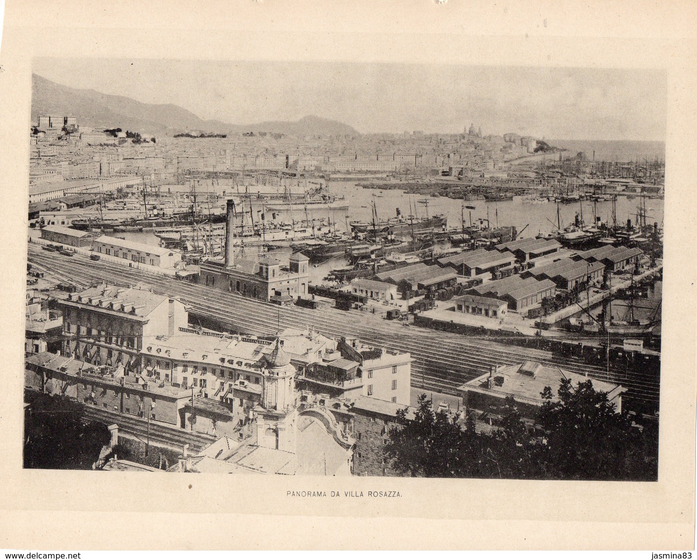 Italie :Genes Panorama Da Villa Rosazza (reproduction De Photo Ancienne En Noir Et Blanc De 20 Cm Sur 27 Cm) - Autres & Non Classés