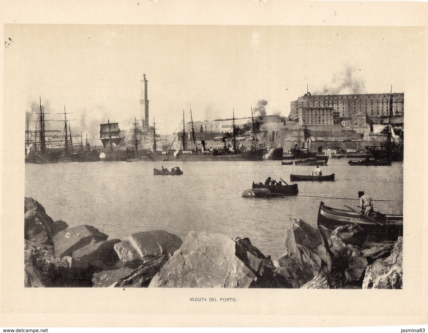 Italie :Genes Veduta Del Porto (reproduction De Photo Ancienne En Noir Et Blanc De 20 Cm Sur 27 Cm) - Autres & Non Classés