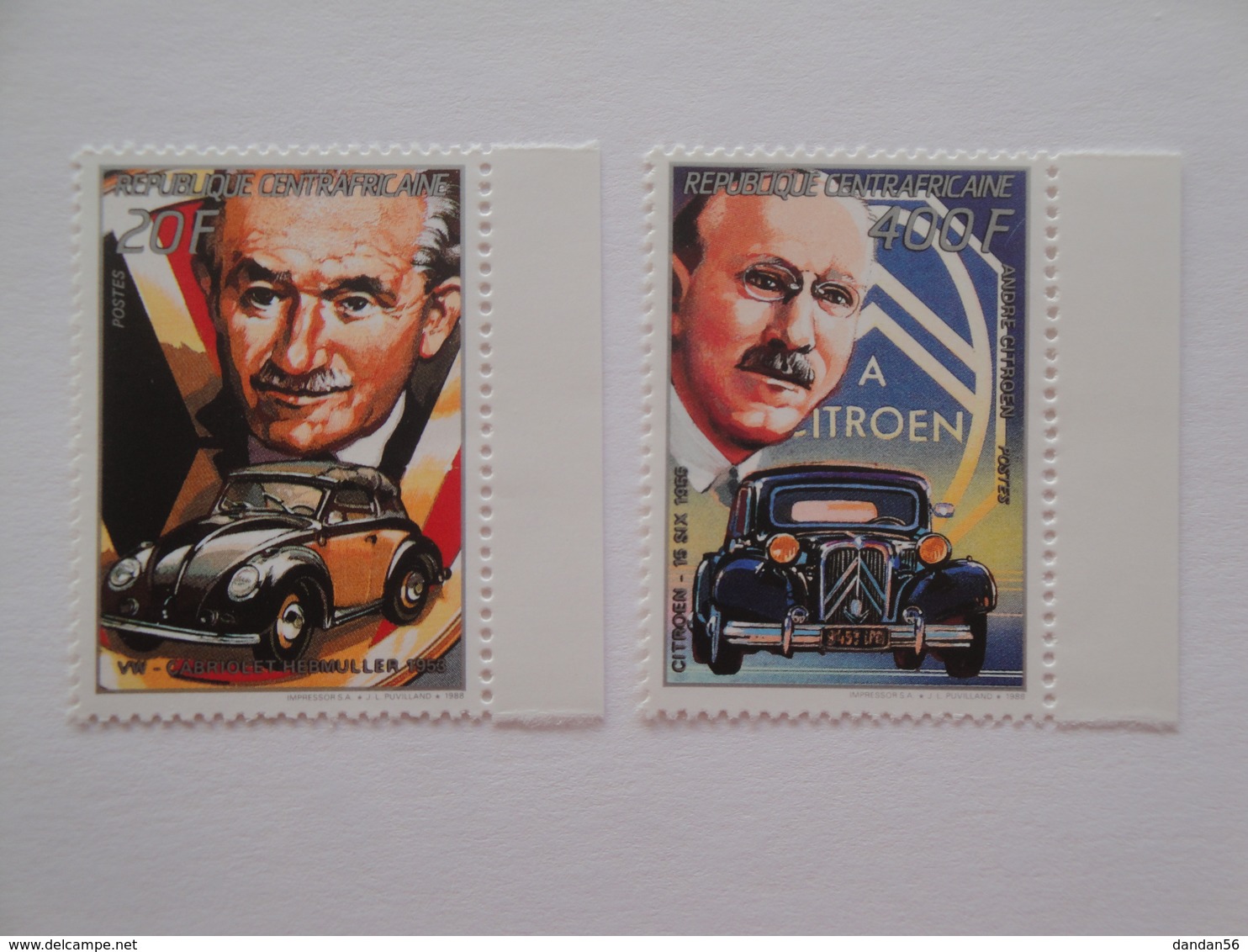 1989 Centrafricaine Yv 799/800 ** MNH Transport VW  Citroën Cote 4.50 € Michel 1362 - 65 Scott 915 - 18  SG 1340 - 43 - Centrafricaine (République)