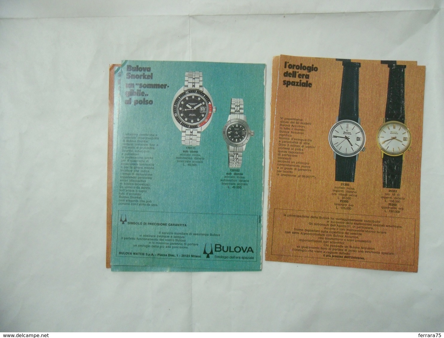 CATALOGO DEPLIANT INSERTO SPECIALE COLLEZIONE OROLOGIO BULOVA AC CUTRON VINTAGE- - Altri & Non Classificati