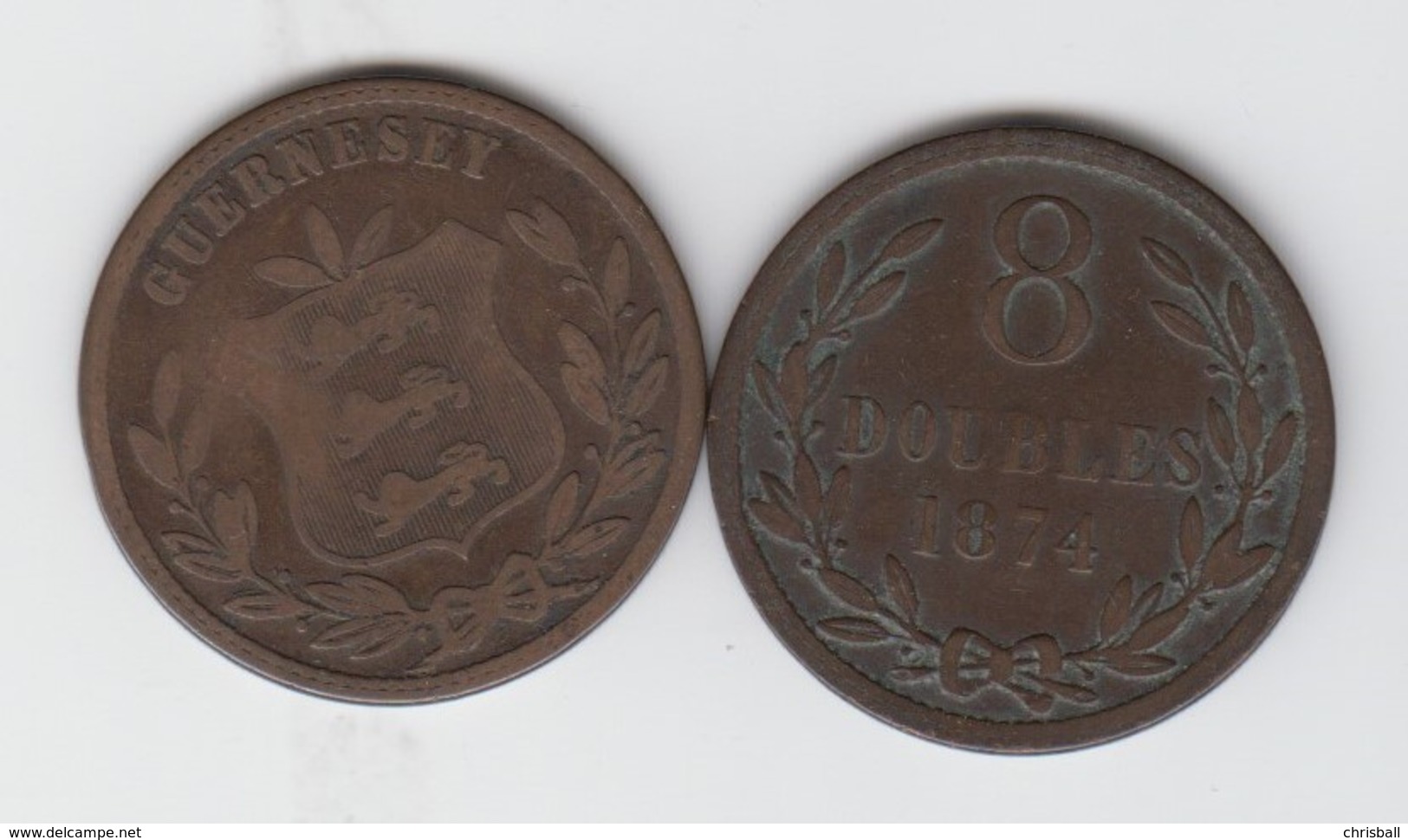 Guernsey Coin 8 Doubles 1874 Condition Fine - Guernesey