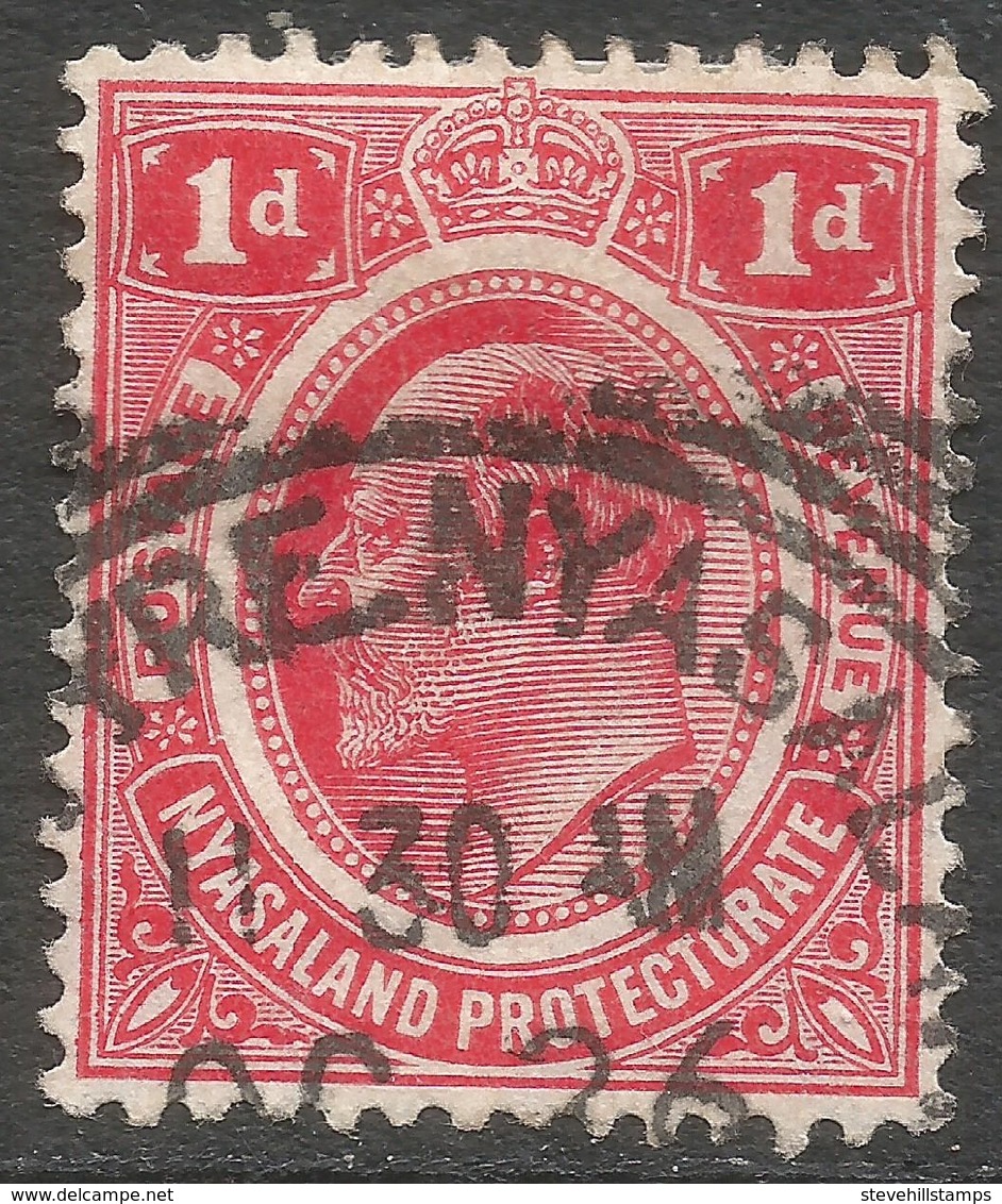 Nyasaland. 1908-11 KEVII. 1d Used. Mult Crown CA W/M SG 74 - Nyassaland (1907-1953)