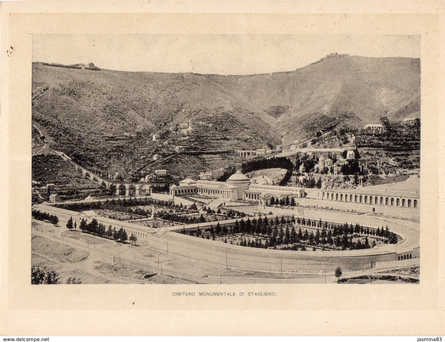 Italie :Genes Cimitero Monumentale Di Staglieno(reproduction De Photo Ancienne En Noir Et Blanc De 20 Cm Sur 27 Cm) - Autres & Non Classés