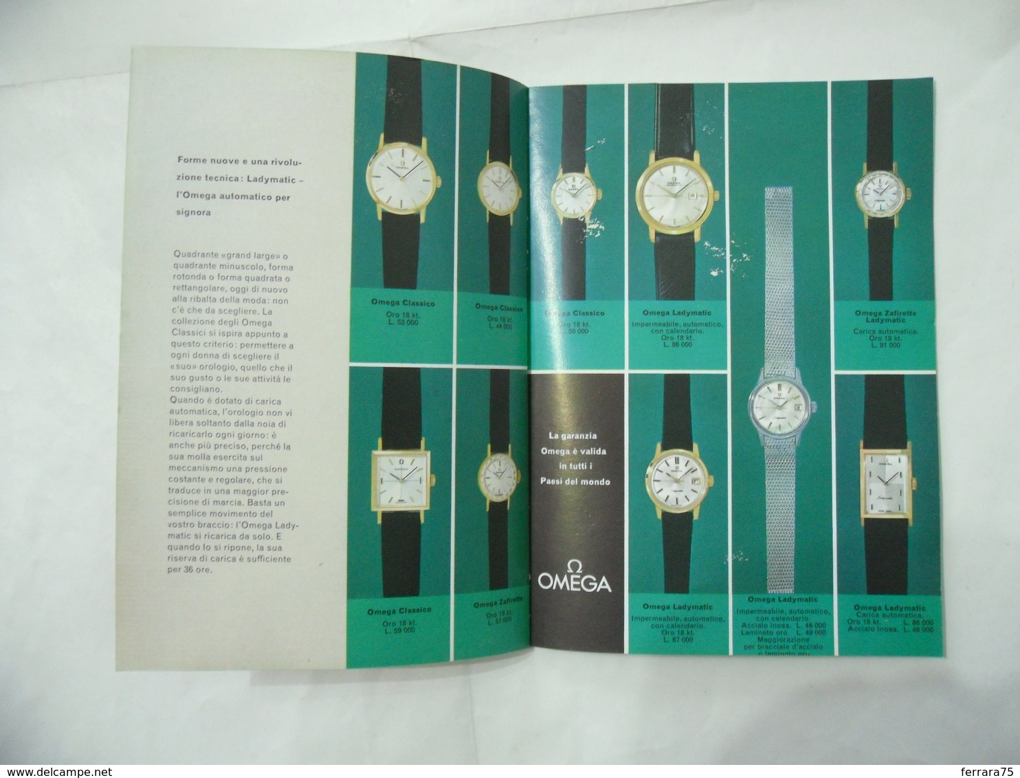 CATALOGO DEPLIANT INSERTO SPECIALE COLLEZIONE OROLOGIO OMEGA  VINTAGE-