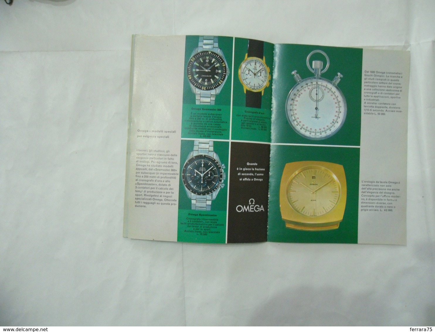 CATALOGO DEPLIANT INSERTO SPECIALE COLLEZIONE OROLOGIO OMEGA  VINTAGE-