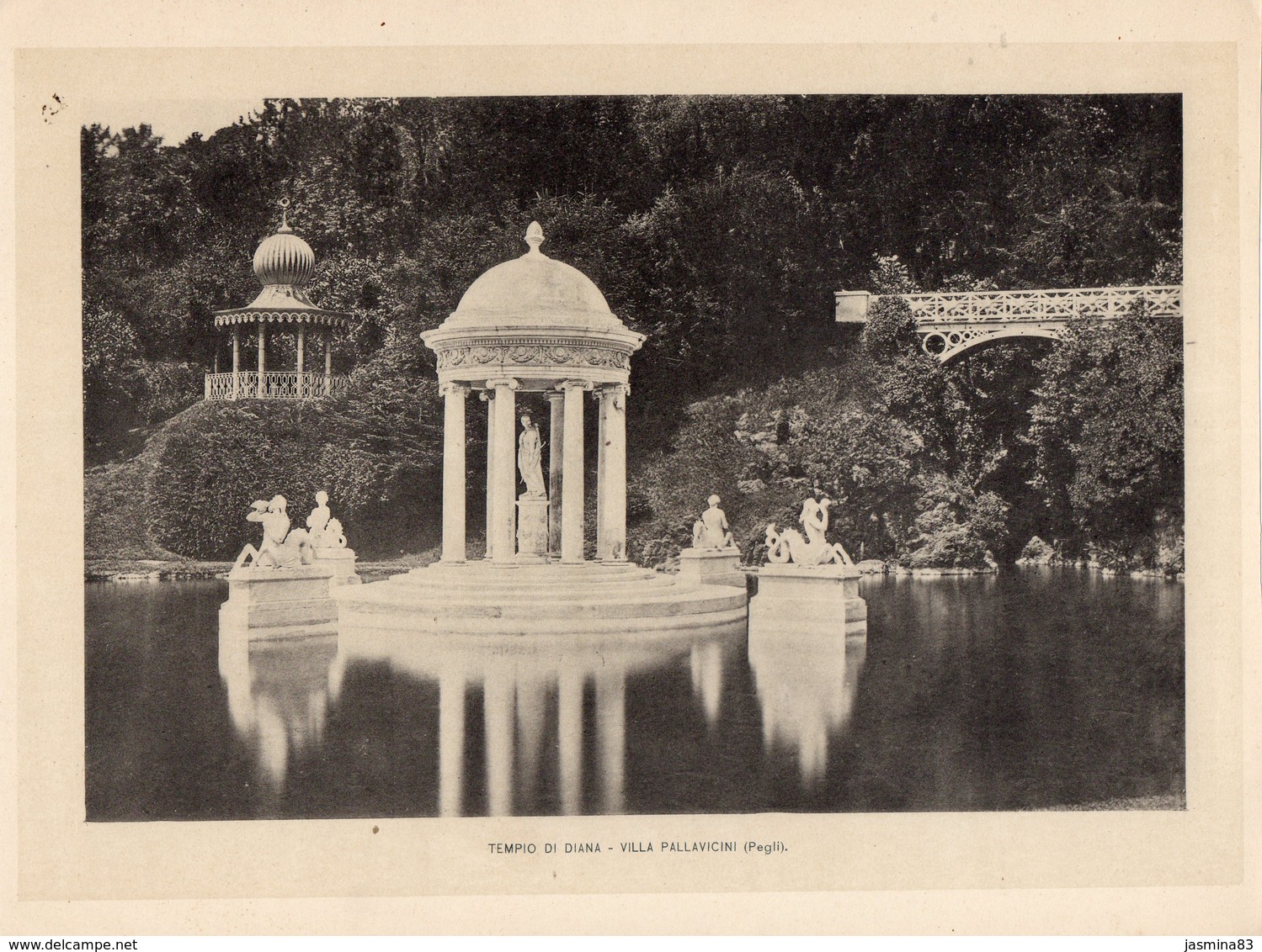 Italie :Genes Tempio Di Diana- Villa Pallavicini (reproduction De Photo Ancienne En Noir Et Blanc De 20 Cm Sur 27 Cm) - Autres & Non Classés