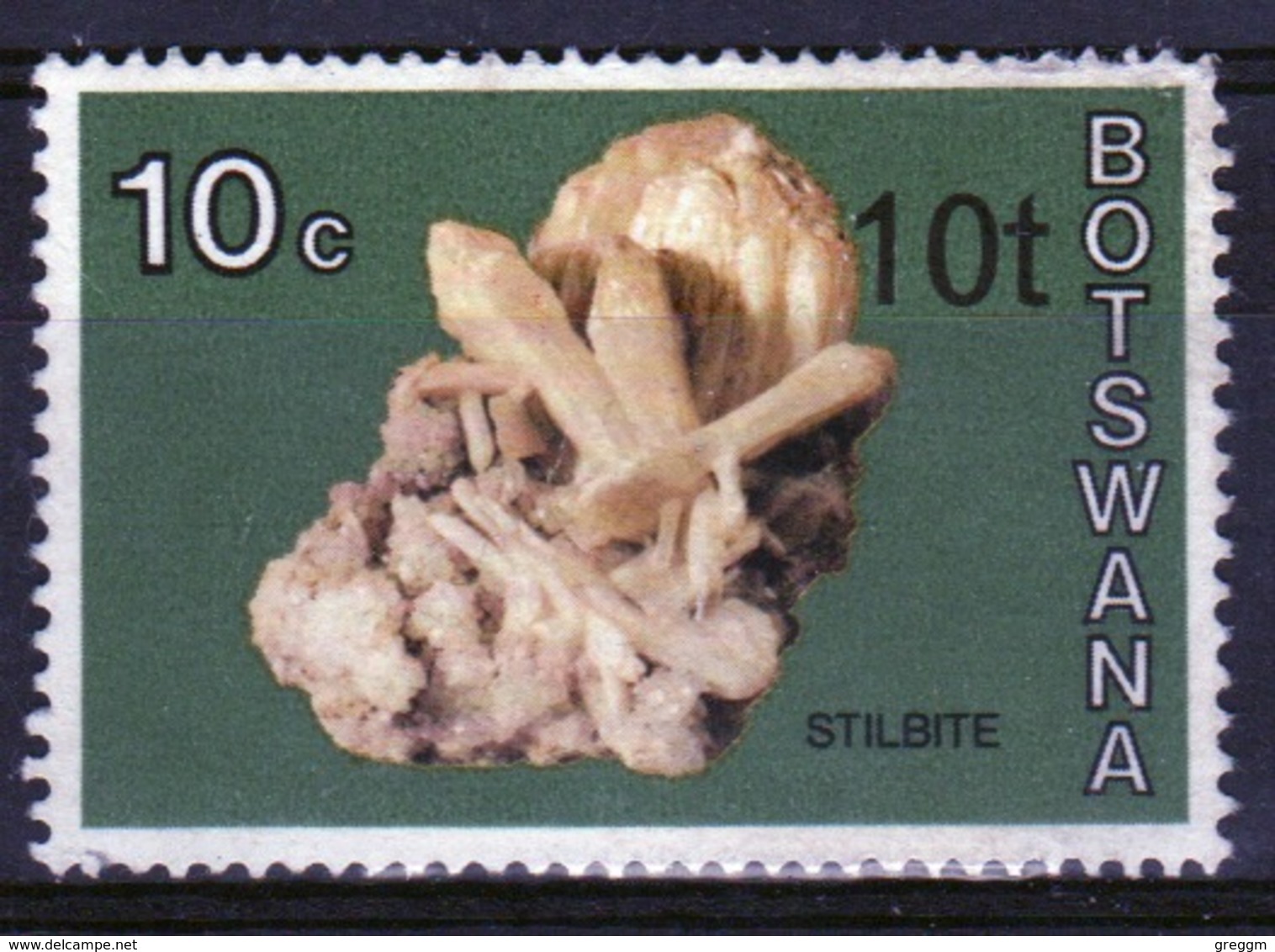 Botswana 1976 Single 10t Commemorative Stamp From The Minerals Set Overprinted. - Botswana (1966-...)