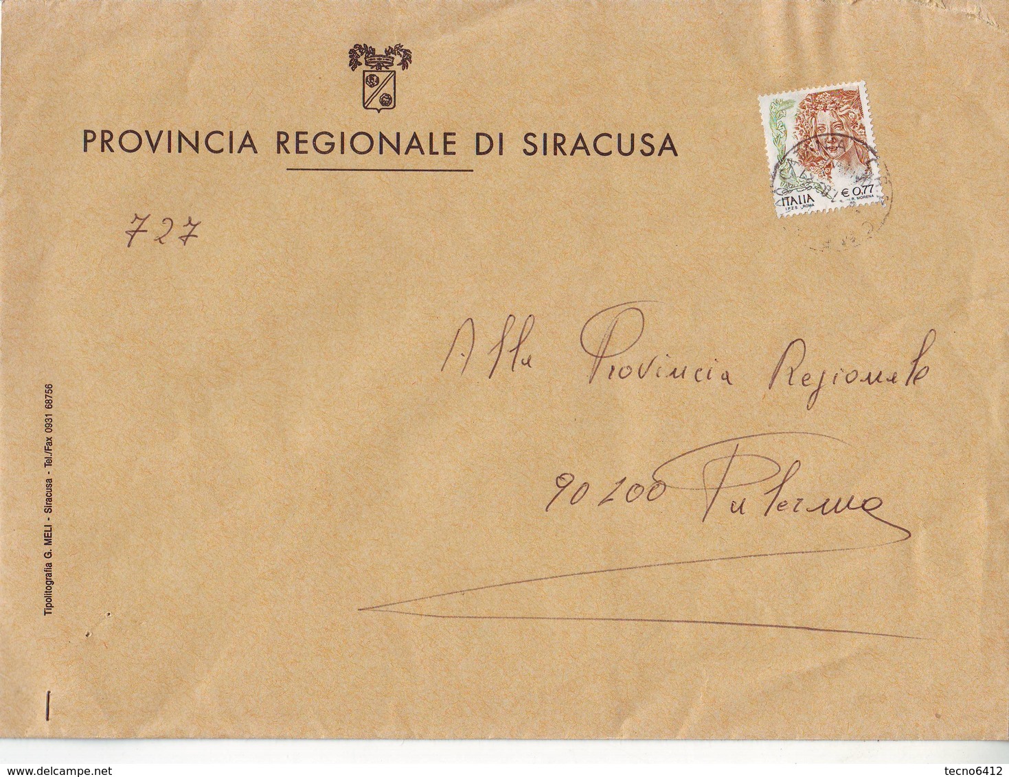 Serie La Donna Nell'arte Su Busta Provincia Regionale Di Siracusa  Con Annullo Catania - 2001-10: Storia Postale