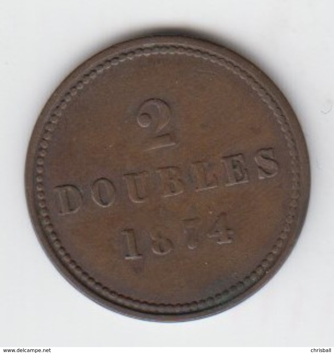 Guernsey Coin 2 Doubles 1874 - Guernesey