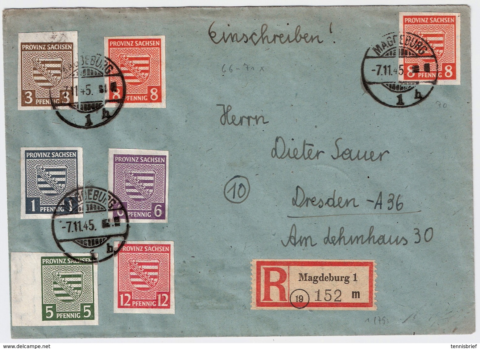 1945,fast Portoger.  Reko- Satz- Brief , #a1951 - Covers & Documents